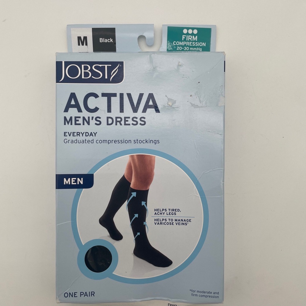 Jobst Activa Mens Dress Compression Stockings 20-30 mmHg Black Medium 6055841